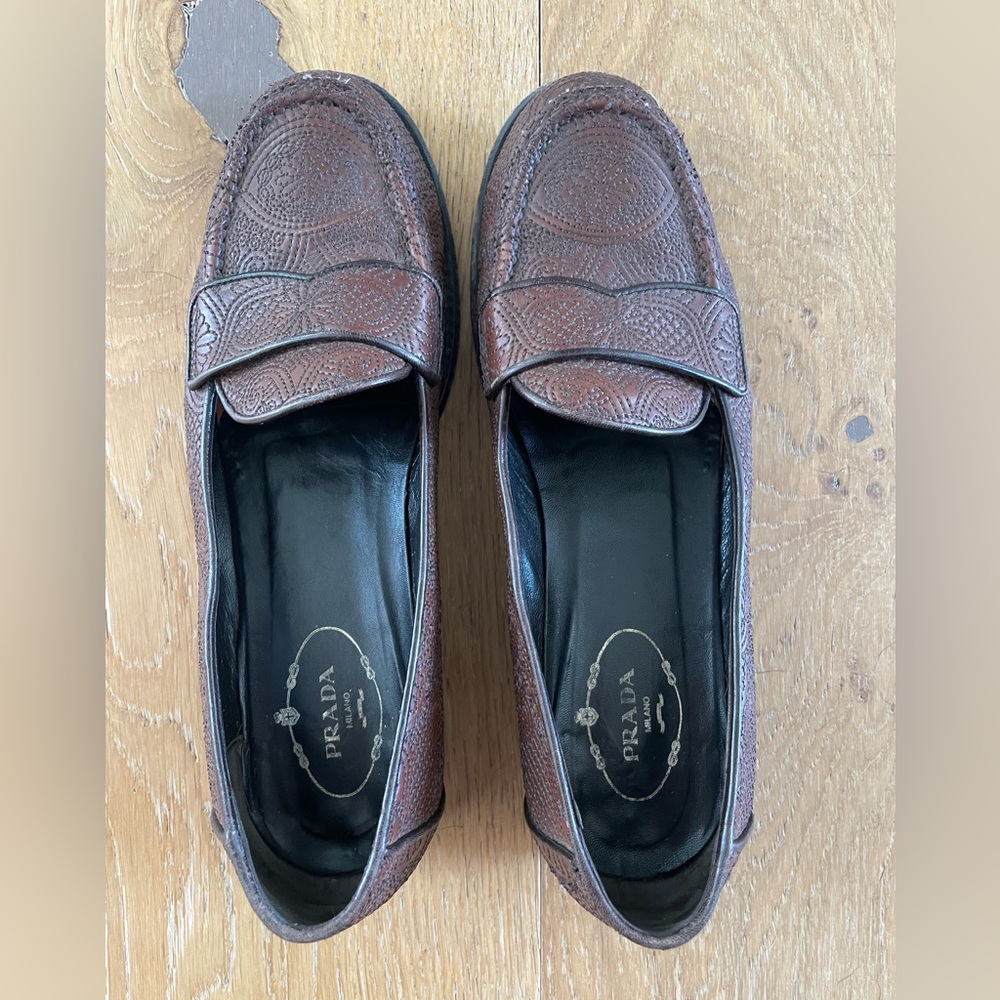 Prada Brown Leather Loafers size 39, women’s